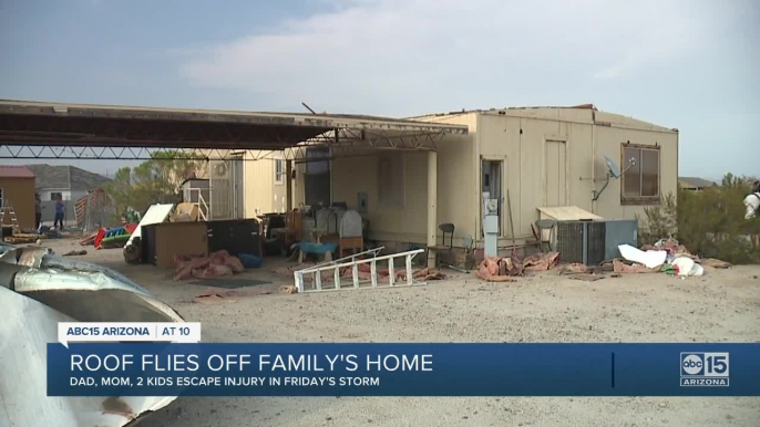 Winds rip roof off Queen Creek home with family inside