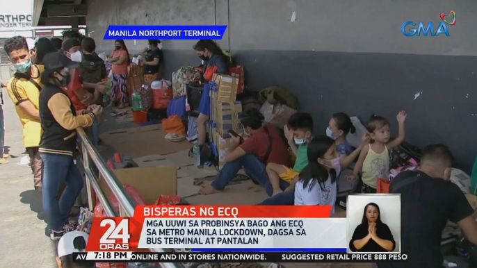 Mga uuwi sa probinsya bago ang ECQ sa Metro Manila lockdown, dagsa sa bus terminal at pantalan  | 24 Oras