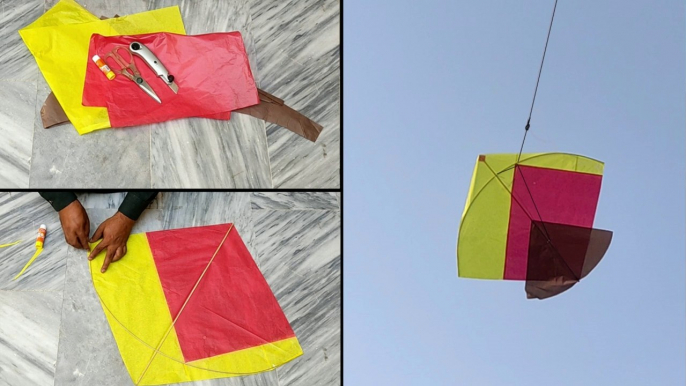 Beautiful colors kite making and kite flying Tutorial at home