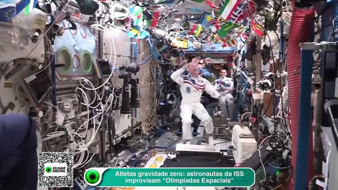 Atletas gravidade zero astronautas da ISS improvisam Olimpíadas Espaciais