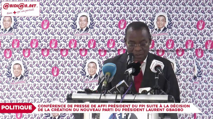 Conférence de presse de Affi président du FPI suite à la décision de la création du nouveau parti du Président Laurent Gbagbo