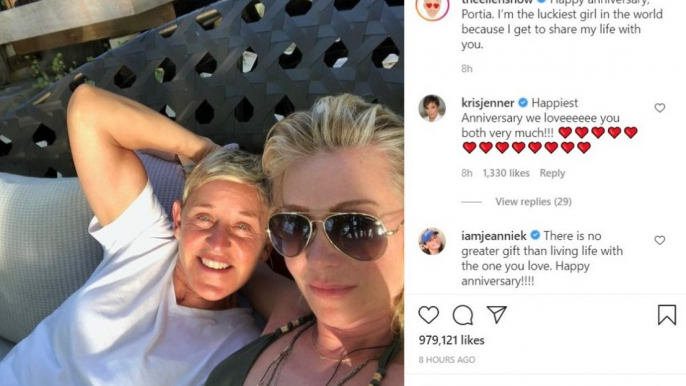 Ellen DeGeneres marks anniversary with Portia de Rossi