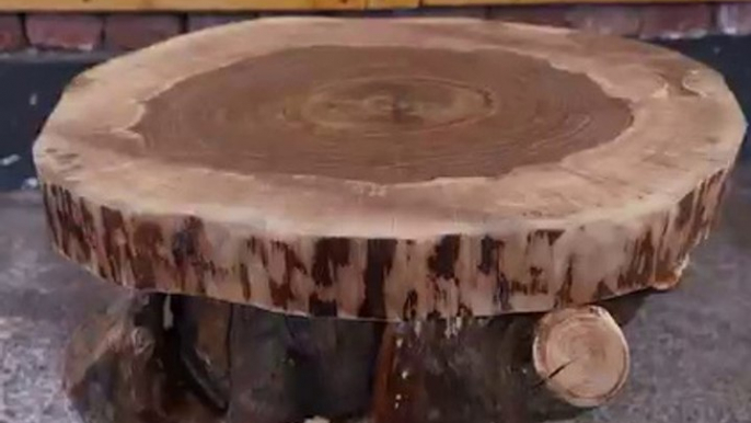 how to make coffee table with stump stand at home  live edge coffee table epoxy  tree root table