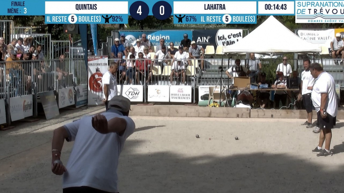 Un beau mano à mano Finale QUINTAIS vs LAHATRA : Supranational à pétanque de Trévoux 2021