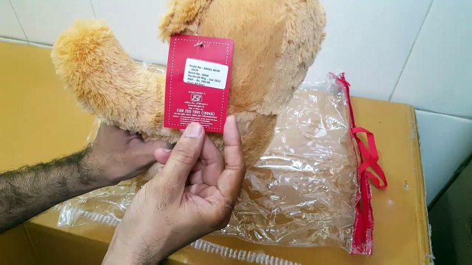 Unboxing and Review of cute brown bhallu teddy bear soft toy for your siter gift