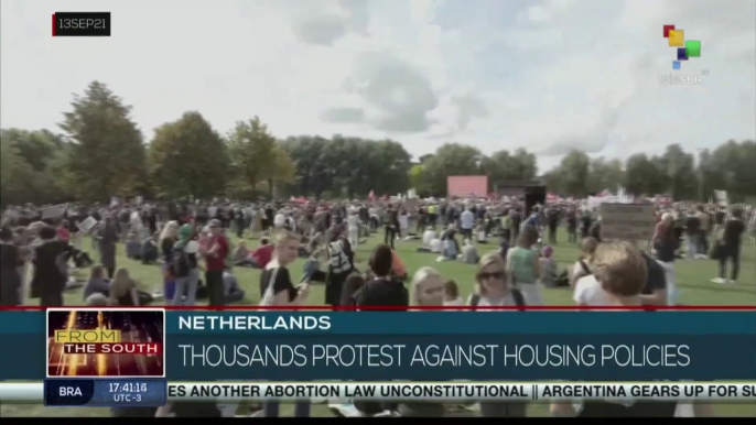 Thousands of protestors in Amsterdam march against the housing crisis