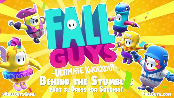 Best of Gamescom 2020 - Fall Guys: Ultimate Knockout – Behind the Stumbles 3 Trailer - Developer Mediatonic – Publisher Devolver Digital – Director Jamie Riding – Producer Alex Ruse – Designer Joseph Walsh Programmers Joel Herber & Rakesh Vangur