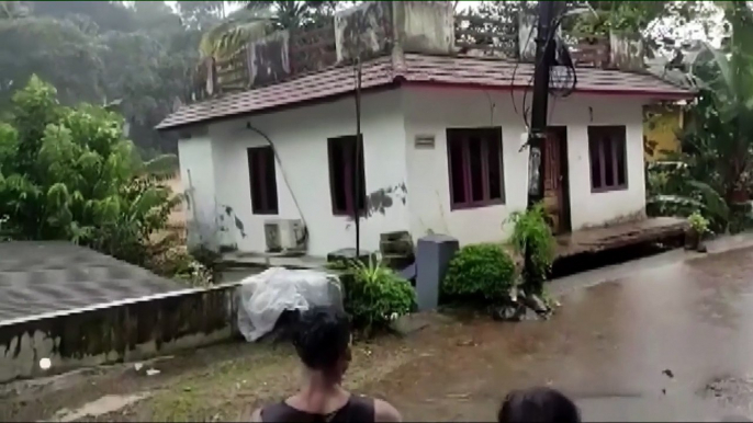 House gets swept away during a flood in Kerala, India