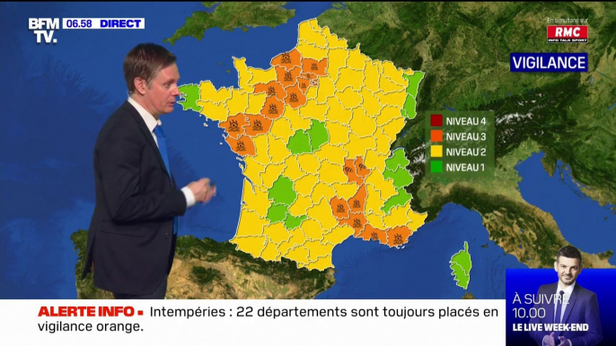 22 départements en vigilance orange: la pluie s'obstine dans l'Hexagone ce dimanche