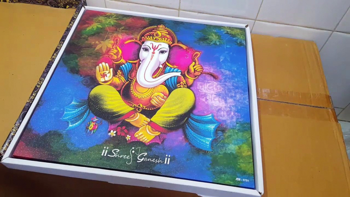 Unboxing and Review of Ganesha UV Coated Religious Painting for Wall (Multicolour, 19x19inch) ગિફ્ટ્સ ફોર વાઈફ