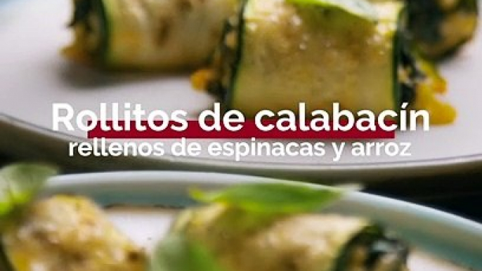 Rollitos de calabacín rellenos de espinacas y arroz