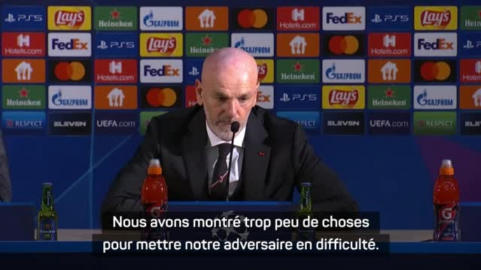 Groupe B - Pioli : "Nous n'avons pas été à notre niveau habituel"