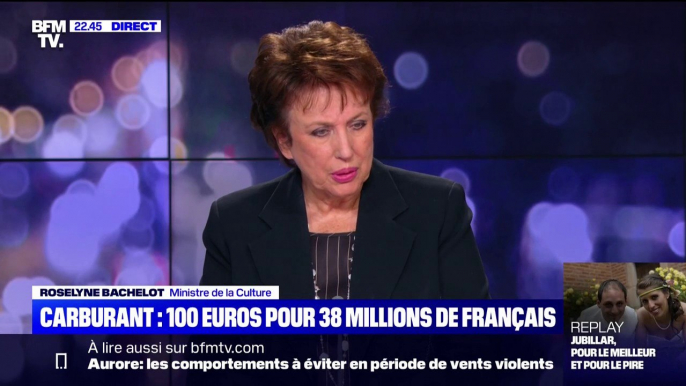 Le gouvernement a-t-il mis trop de temps à réagir aux prix des carburants? Pour Roselyne Bachelot, "une politique d'aides, ça ne se fait pas au coin d'une table de bistro"