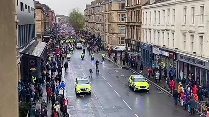 COP26 climate change protesters on the march through Glasgow today