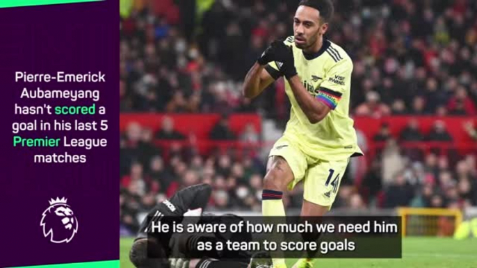 Arteta backs Aubameyang to rediscover goalscoring form