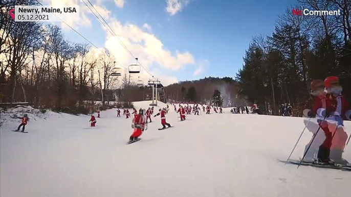 Skiing Santas hit the slopes in Maine