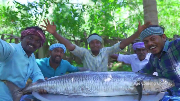 KING FISH GRILL _ Spanish Mackerel Fish Grill with Banana Leaf _ Fish Fry Recipe