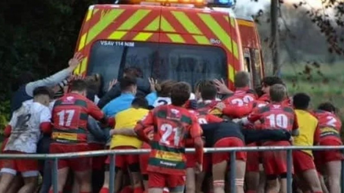 Nîmes : des jeunes rugbymen ont porté secours à des pompiers, dont le camion était enlisé dans la boue