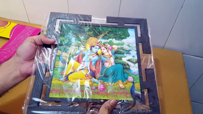 Unboxing and Review of Radha Krishna UV Coated Home Decorative Gift Item Framed Painting GOOD LUCK GIFTS