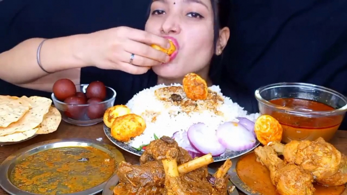 Asmr Eating  Spicy Chicken Curry, Mutton Curry, Egg Curry  Huge Indian Food Feast Eating | Mukbang |  Foodie JD