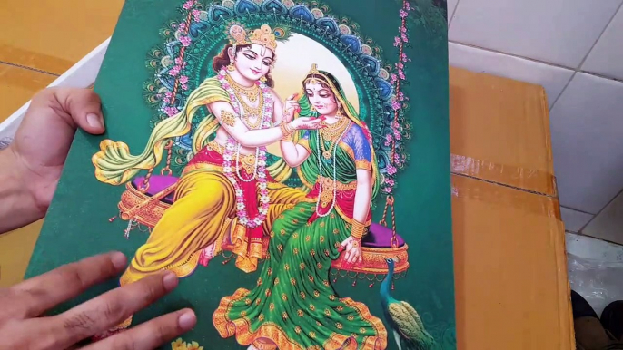 Unboxing and Review of UV Coated Set Of 1 Radha Krishna Paintings With Frame For Living Room Decorative Items ( 14 x 20 inch) Wall Painting