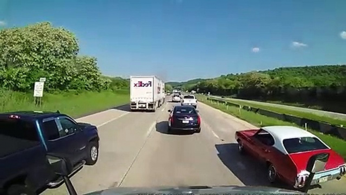 Car Hit by Semi Truck Wipes Out