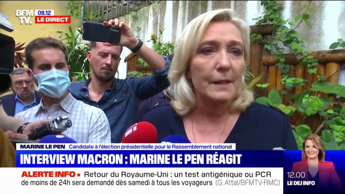 Marine Le Pen: "Quand on est président de la République, être obligé d'apprendre à aimer les Français, ça veut tout dire (...) Le mépris dont il a fait preuve était le fond de sa pensée"