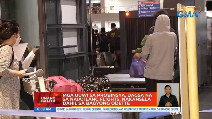 Mga uuwi sa probinsya, dagsa na sa NAIA; Ilang flights, nakansela dahil sa bagyong Odette | UB