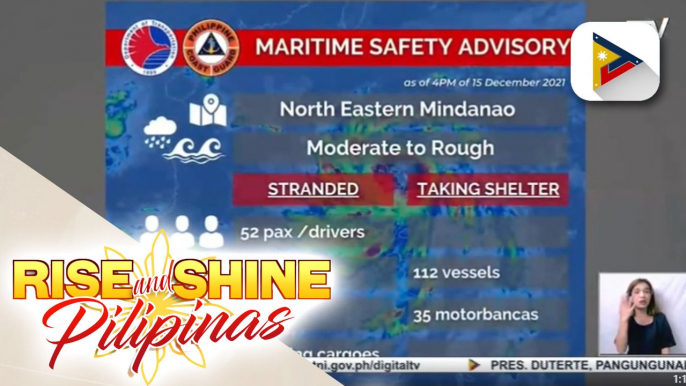 Higit 2-K pasahero, stranded sa mga pantalan dahil sa bagyong Odette; Mga sasakyang pandagat, mahigpit na minomonitor ng PCG