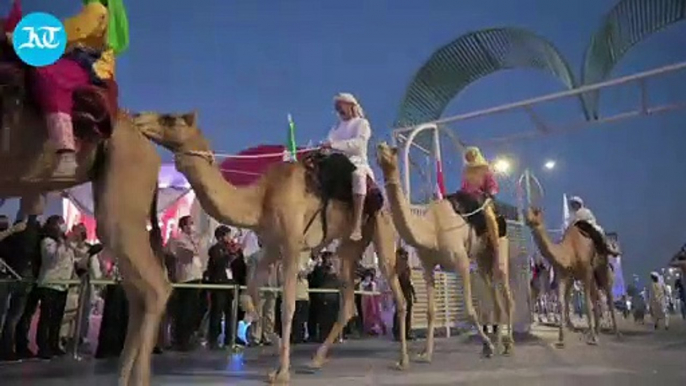 After 13 days in the desert, camel trekkers arrive to warm welcome at Expo 2020 Dubai