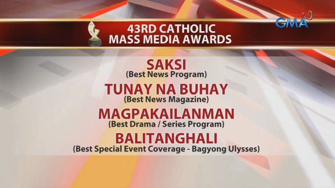 Ilang Kapuso program, wagi sa 43rd Catholic Mass Media Awards | 24 Oras