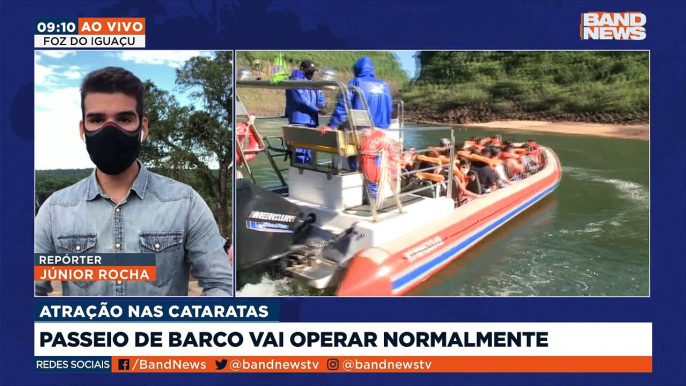 Os passeios de barco nas Cataratas do Iguaçu voltam a operar normalmente hoje (11). Júnior Rocha com as informações.Saiba mais em youtube.com.br/bandjornalismo#BandNews #barco #Cataratas