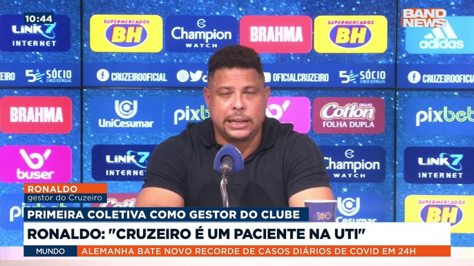 Hora de Esporte BandNews, com Livia Nepomuceno, Ronaldo deu a primeira coletiva como gestor do Cruzeiro. Saiba mais em youtube.com.br/bandjornalismo#BandNews #Esporte