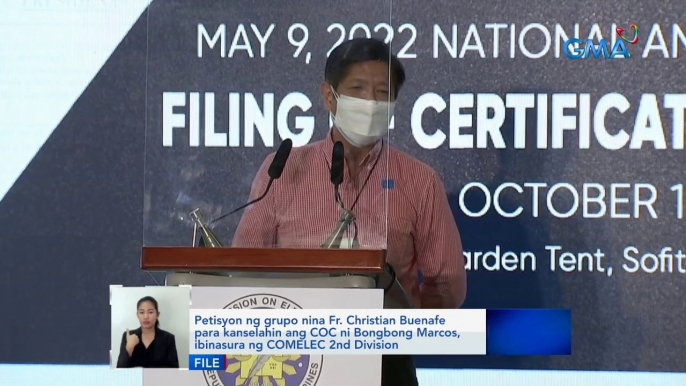 Petisyon ng grupo nina Fr. Christian Buenafe para kanselahin ang COC ni Bongbong Marcos, ibinasura ng COMELEC 2nd Division | Saksi