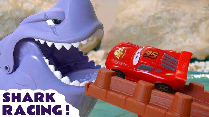 Toy Car Racing Story Hot Wheels Shark with Pixar Cars 3 Lightning McQueen in this Funny Funlings Race Competition Toy Trains 4U Stop Motion Full Episode Video for Kids