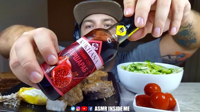 ASMR HOMEMADE FOOD FRIED FISH POMEGRANATE SAUCE NARSHARAB EATING SOUNDS (NO TALKING) MUKBANG