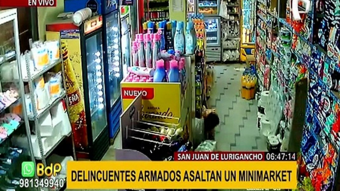 SJL: delincuentes armados asaltan minimarket y se llevan dinero de agente bancario