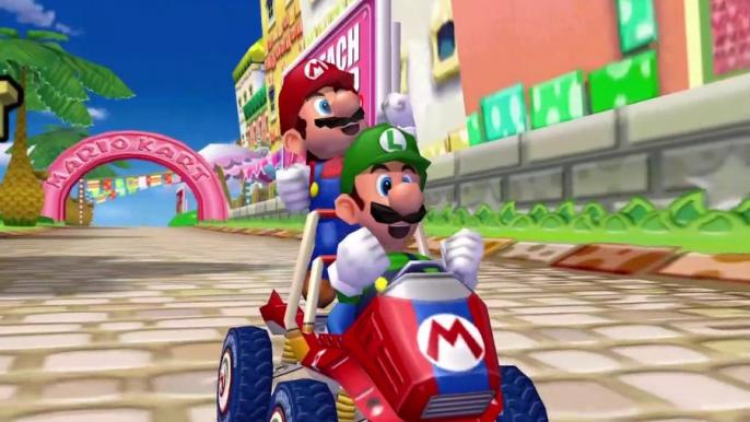 GameCube Gameplay - Mario Kart Double Dash - Peach Beach - Mario and Luigi