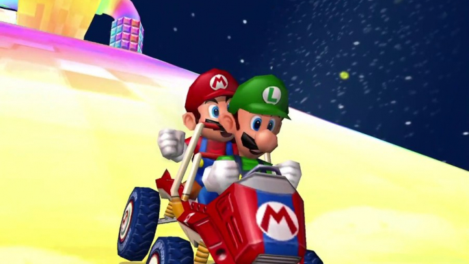 GameCube Gameplay - Mario Kart Double Dash - Rainbow Road - Mario and Luigi