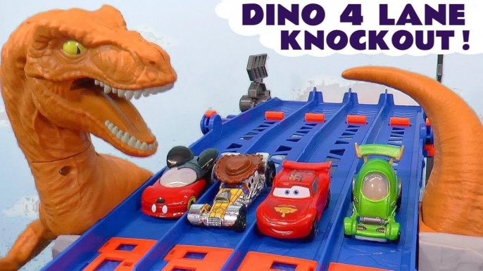 Dinosaur Toys for Kids Funny Funlings Race Competition with Pixar Cars 3 Lightning McQueen versus Hot Wheels Cars in this Family Friendly Full Episode English Toy Trains 4U Racing Video for Kids