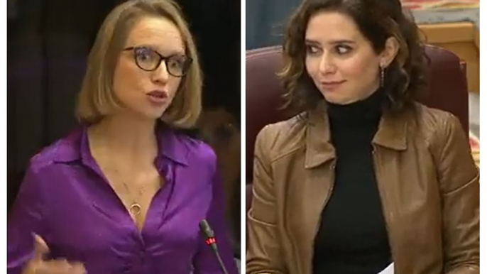 Ayuso pone esta cara cuando le mencionan a las Tanxugueiras en la Asamblea de Madrid