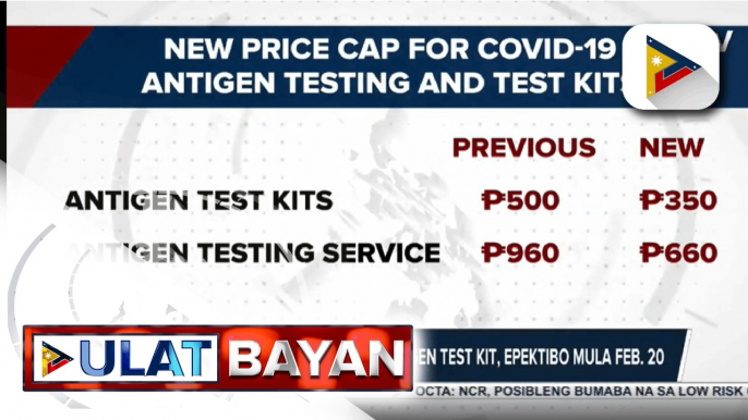 Price cap ng SARS-COV-2 antigen rapid diagnostic test kit, itinakda sa P350; Price cap ng self-administered test kits, itinakda sa P660