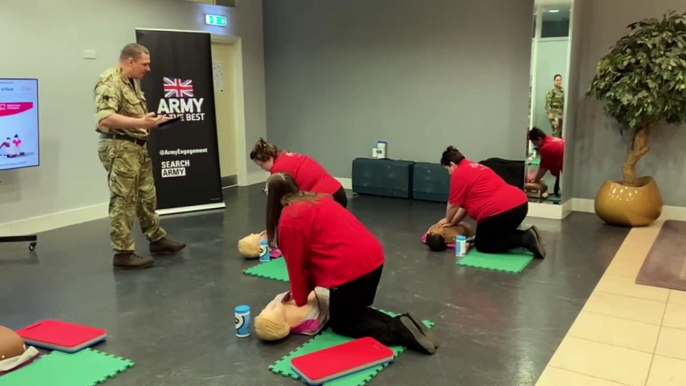 CPR training at Meadowhall shopping centre with the British Heart Foundation and supported by the British Army