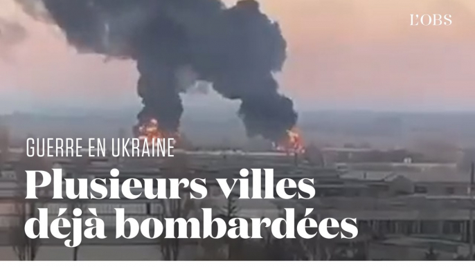 Les images des premiers bombardements russes sur l'Ukraine