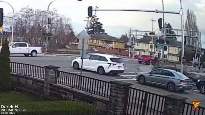 Car Runs Stop Sign — RICHMOND, BC | Caught On Dashcam | Car Accident | Tesla | Footage Show