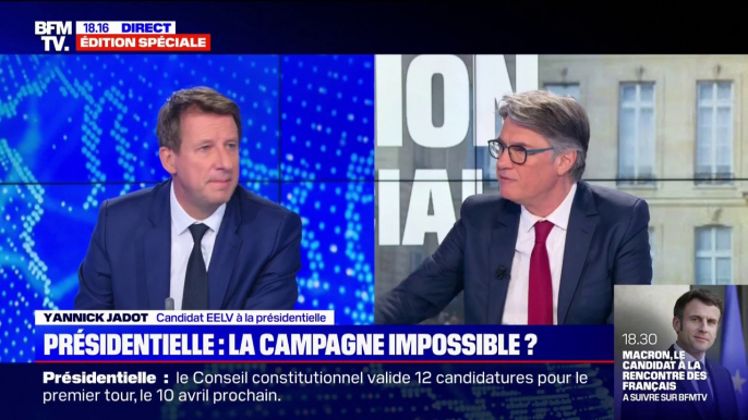Yannick Jadot: "Les Françaises et les Français méritent un grand débat politique" avec tous les candidats, dont Emmanuel Macron