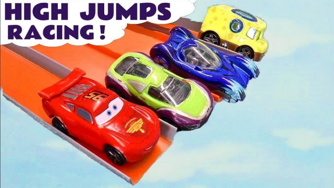 Cars 3 Lightning McQueen Toys in High Jumps Racing Funlings Race Challenges Videos for Kids versus Hot Wheels in these Full Episodes English Stop Motion Races by Toy Trains 4U