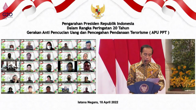 Presiden Jokowi Beri Sambutan Pada Peringatan 20 Tahun Gerakan APU PPT di Istana Negara