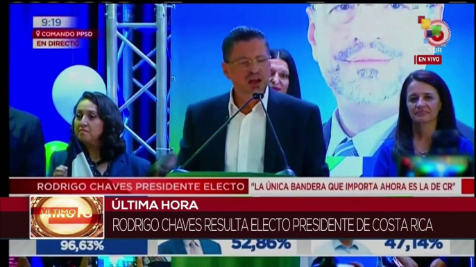 Costa Rica: Presidente electo Rodrigo Chaves insta al pueblo a la unidad y democracia