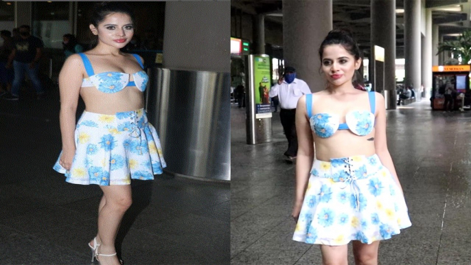 Urfi Javed छोटी skirt पहनकर airport पर खिलखिलाई;  Watch Video| FilmiBeat